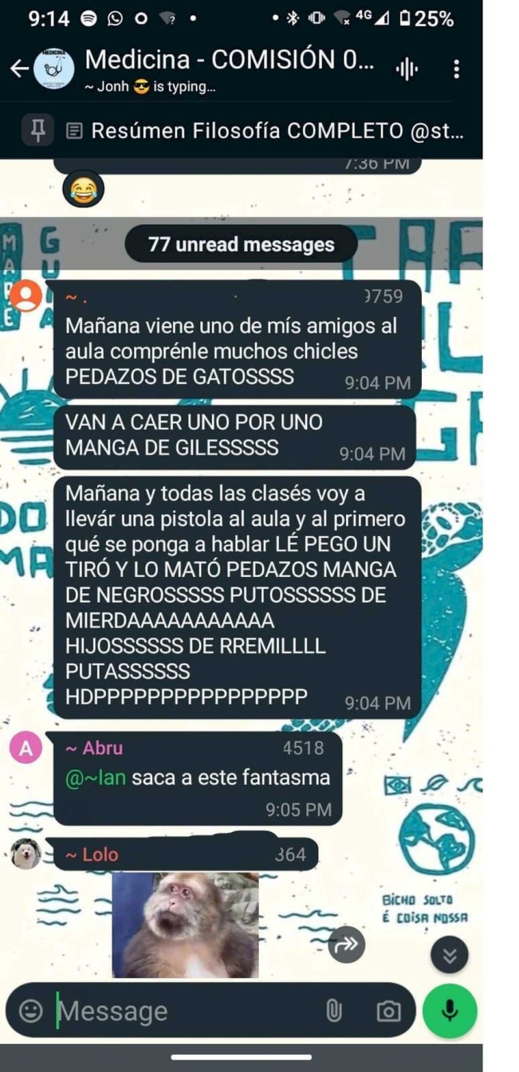 revuelo-por-una-amenaza-de-muerte-en-un-chat-de-alumnos-de-la-universidad-de-la-matanza:-les-pego-un-tiro-y-los-mato